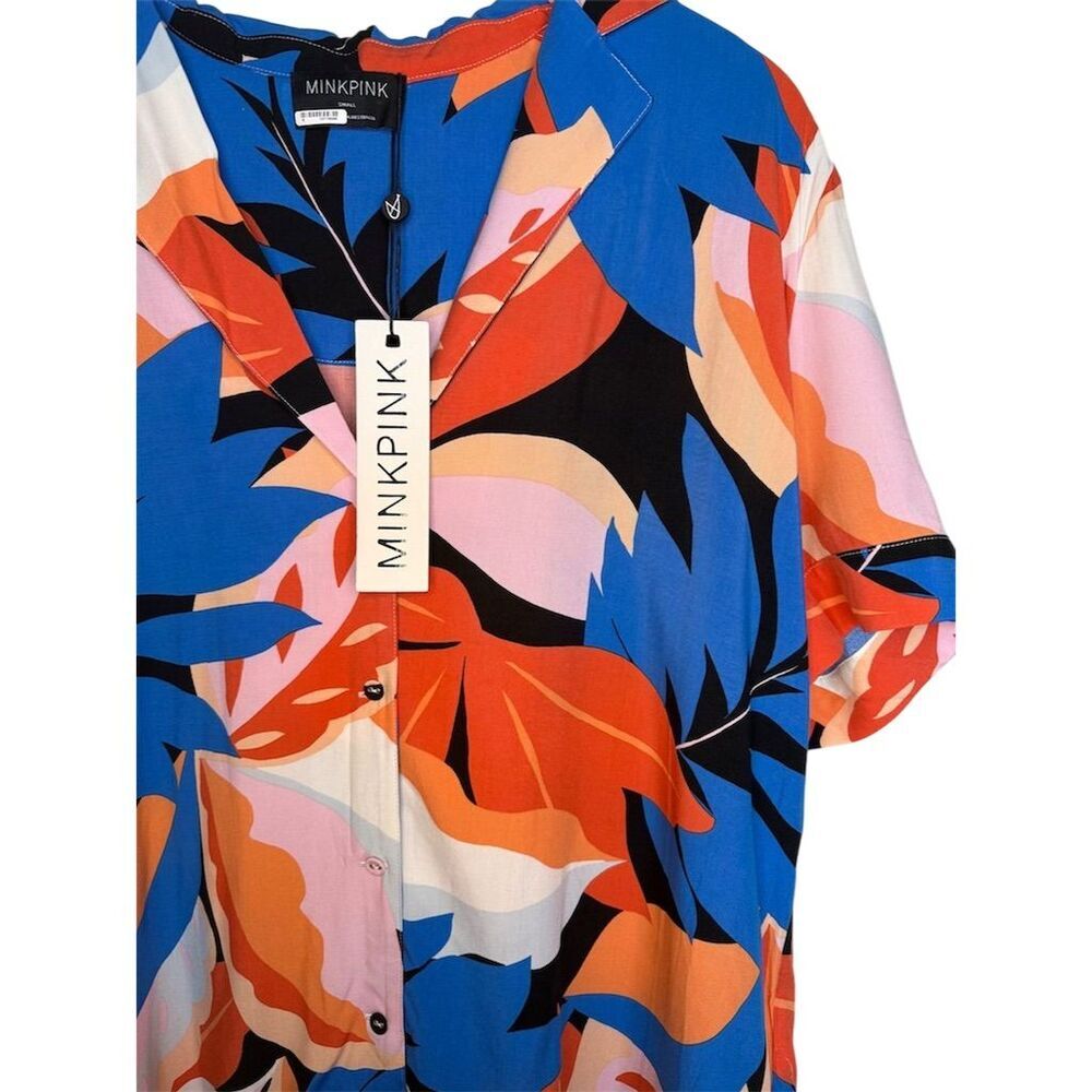 NWT MINKPINK Women's Lukas Button-Up Shirt Standard Size S Tropical Floral - Picture 6 of 10